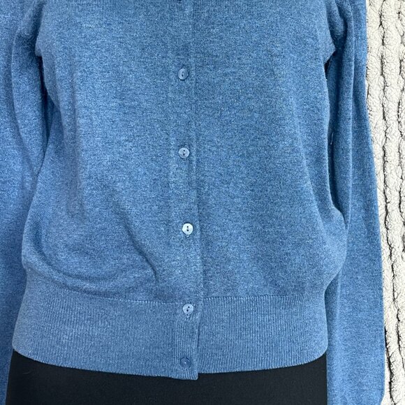2 H&M Fine Knit Crewneck Cardigans Navy Blue & Medium Blue SIze M - Picture 4 of 16